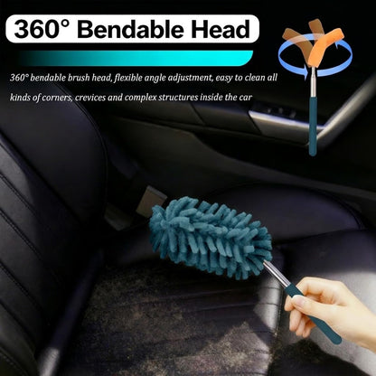 2PCS Car Duster Interior with Bendable Head & Retractable Extension Pole,Pink Microfiber Duster for Car Interior Detailing Cleaning,Universal Cars Interiors Dusters Cars Tools