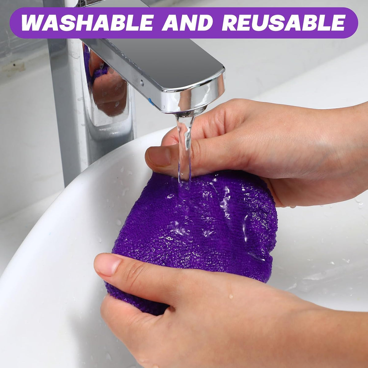 Potchen 8 Pcs Car Windshield Cleaner Tool Kit with Extendable Handle, Microfiber Towel Pads, Brush, Empty Spray Bottle for Auto Glass Wiper Suvs Rvs & Home Windows(Purple)