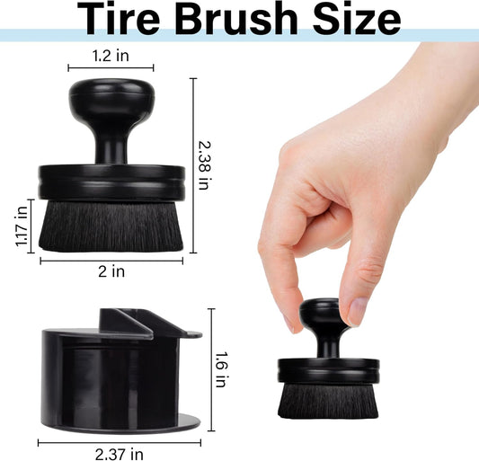 Tire Shine Applicator Brush, Tire Shine Brushes, Tire Dressing Brush Applicator with Seal Cover, Tire Brush for Car Detailing, Tire Gel Applicator, High Density Detail Factory Tire Brush (Black)