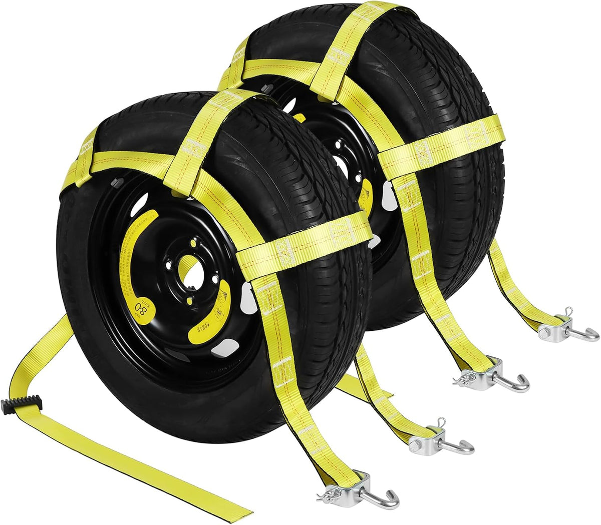 Tow Dolly Basket Straps with Flat Hook-2 Pack,Car Wheel Strap Tire Bonnet Net Fits 14"-19" Tires Auto Universal Vehicle Car Dolly Ropes Accessories