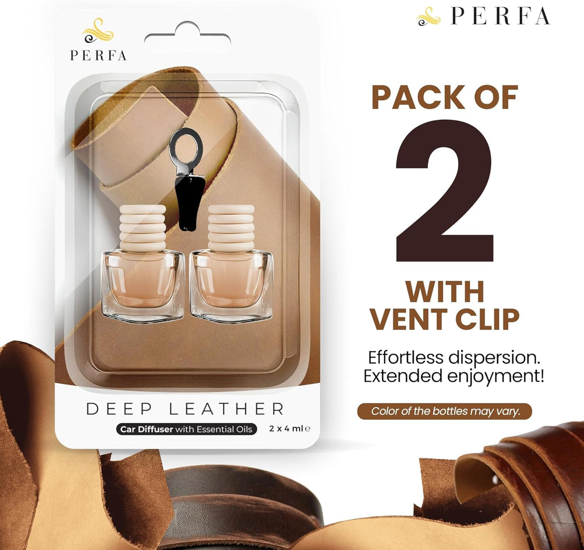 Fresh Linen Car Air Freshener | Hanging Car Freshener with Vent Clip | Long Lasting Fragrance, Slow-Release Aroma Technology, Adjustable Scent Intensity | Scented Interior Accessories by Perfa