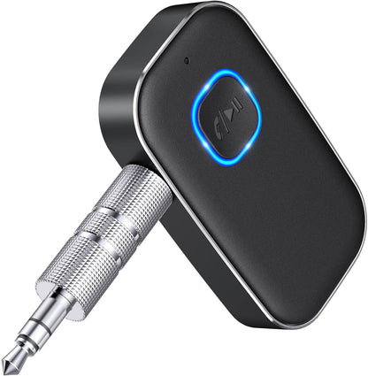 COMSOON Bluetooth AUX Adapter for Car, Noise Reduction Bluetooth Receiver for Music/Hands-Free Calls, Wireless Audio Receiver for Home Stereo/Speaker, 16H Battery Life/Dual Connect (Black+Pink)