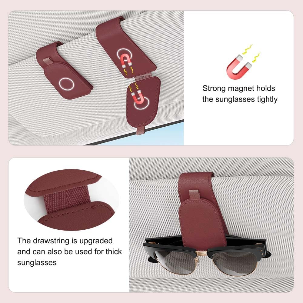 Sotfamily Sunglass Holder for Car Visor, Suede Cloth Magnetic Sunglass Organizer for Car Accessories, 2 Packs, Black