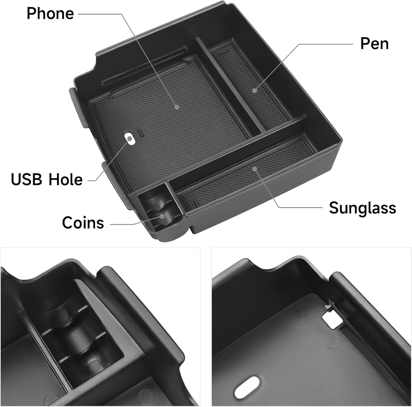 Glove Box Dividers Organizer Compatible with Toyota 2016-2020 2021 2022 2023 Tacoma Accessories Black ABS Material Center Console Organizer