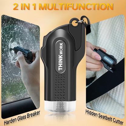 THINKWORK Car Safety Hammer, 3-in-1 Emergency Escape Tool with One Second Window Breaker and Seat Belt Cutter, Safety Emergency Car Escape Tool for Car, Office, Home, Black