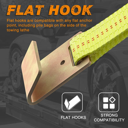 Heavy Duty Car Tie Down Straps with Flat Hook-10,000lbs Break Strength-4Pack Tire Ratchet Straps for Trailers,Trucks,UTV