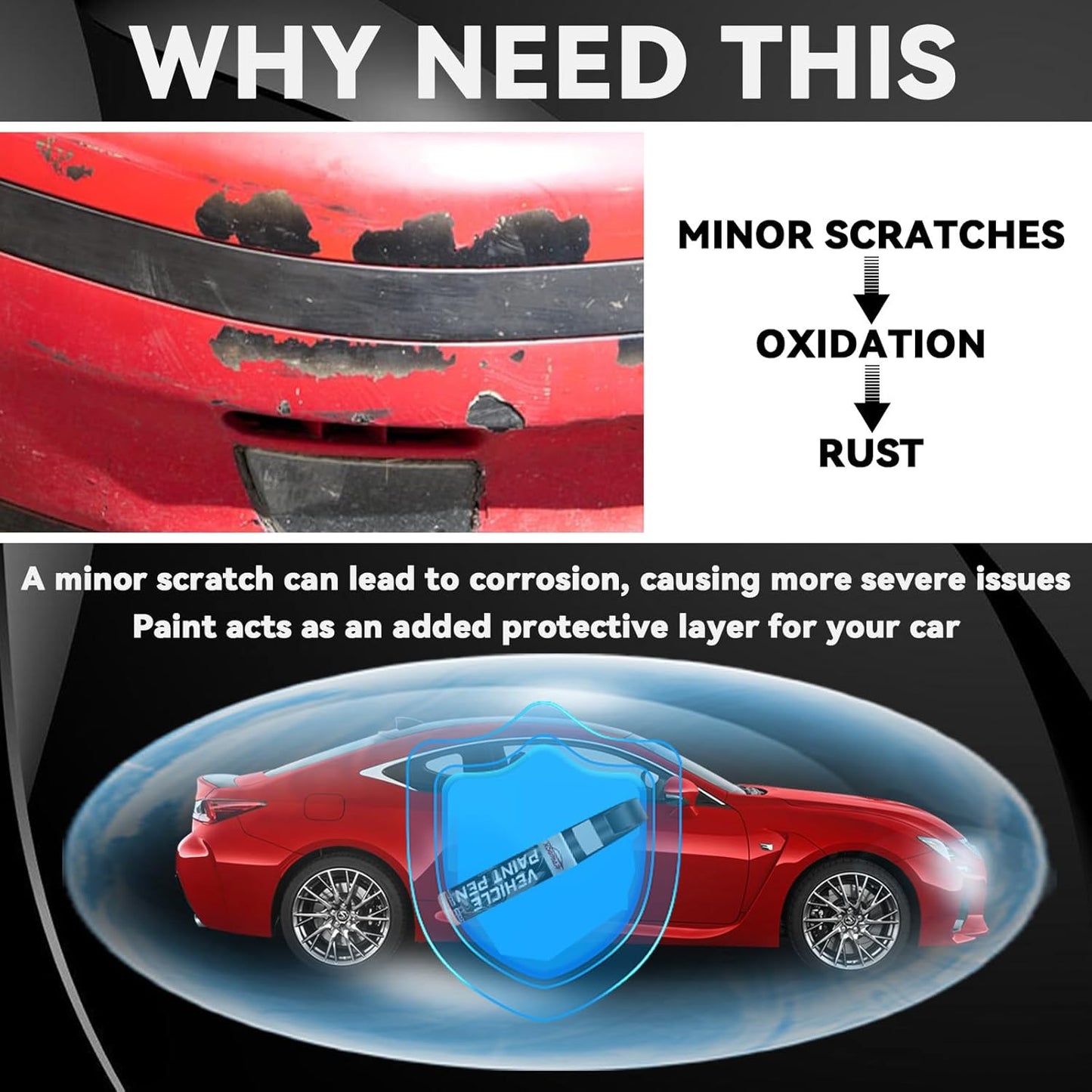 Black Touch Up Paint for Cars, Color Accurate Car Touch Up Paint, Professional Automotive Scratch Repair, Lasting Auto Scratch Remover, Quick Dry, Easy to Use, Safe and Waterproof, Versatile Use