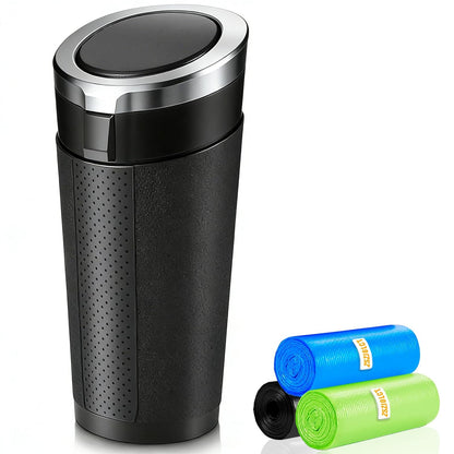 Car Trash Can Bin with Lid, Leakproof Garbage Can for Vehicle, Mini Trash Bin with 90 Attached Trash Bags, Easy to Clean Cup Holder Trash Can for Car, Home, Office