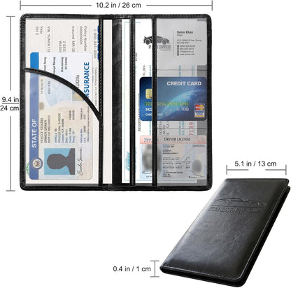 LumiMokki Premium Car Registration & Insurance Card Holder with Magnetic Shut, Vehicle Glove Box Car Organizer - For Documents, Cards, License (Black)