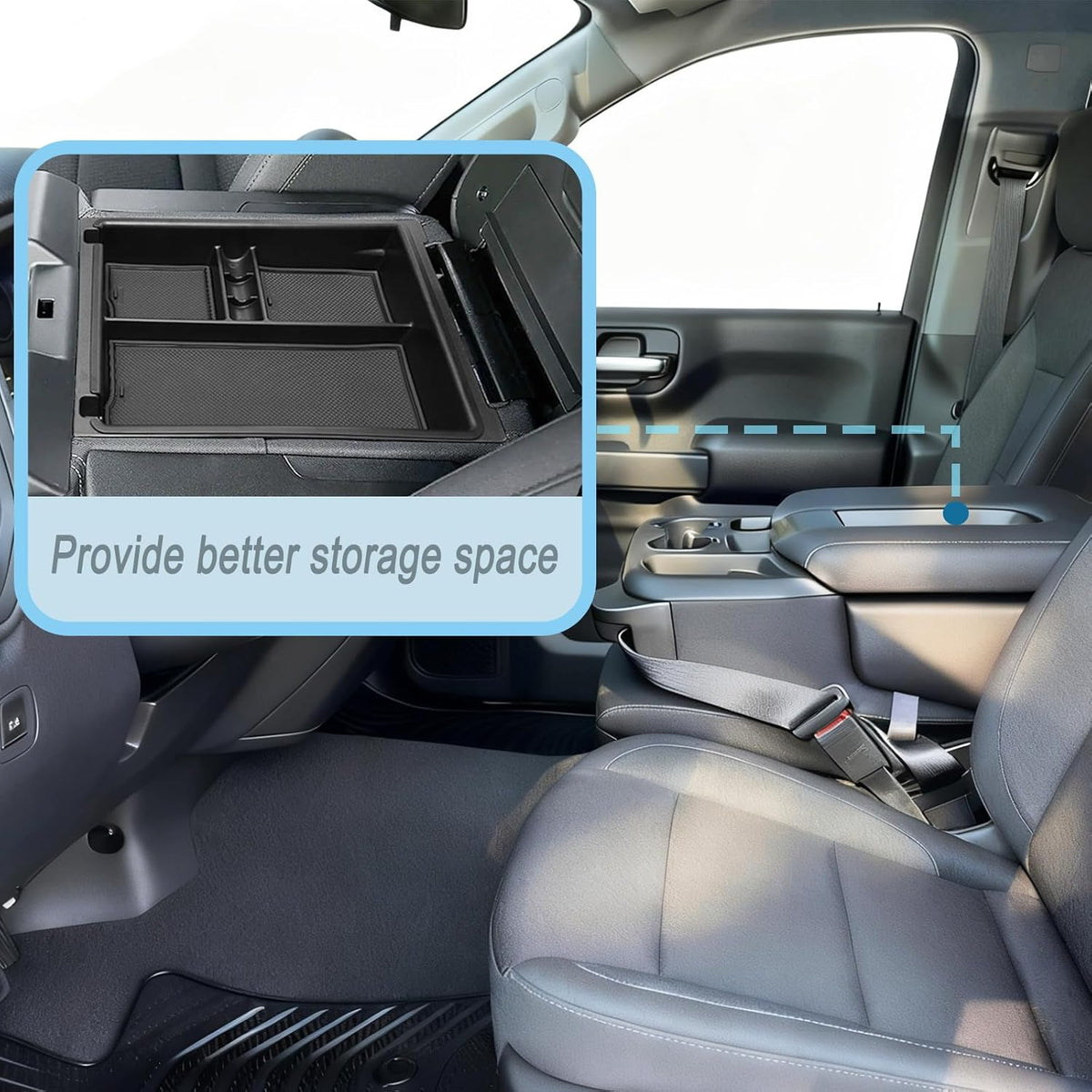 JKCOVER Center Console Hanging Organizer Box Compatible with 2019-2026 Chevy Silverado/GMC Sierra 1500 and 2020-2026 Chevrolet Silverado/Sierra 2500HD 3500HD Accessories(Split-Bench Folding Seat Only)