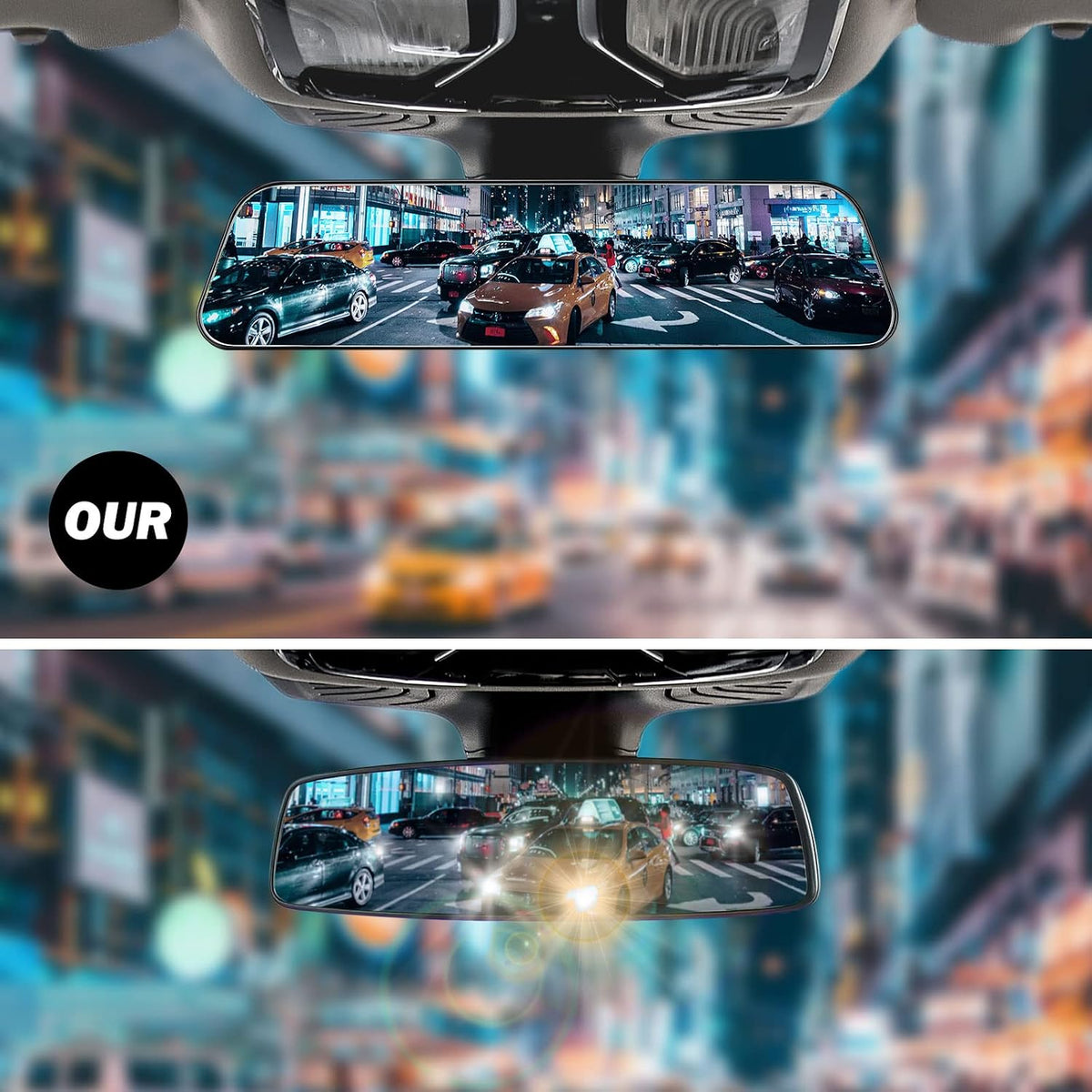 JOYTUTUS Rearview Mirror, 12 Inch Panoramic Interior Clip-on Wide Angle Convex Universal Rear View Mirror to Reduce Blind Spot Effectively for More Car SUV Trucks -Clear