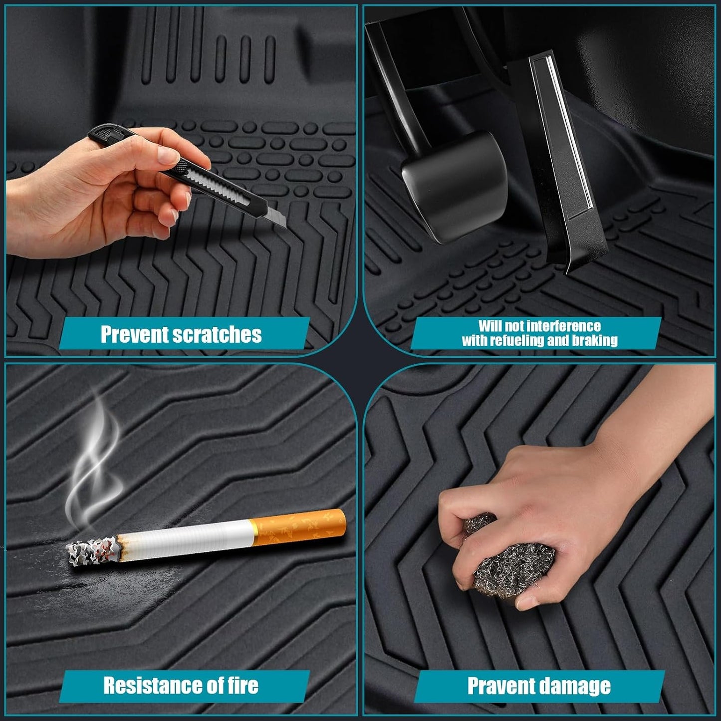 All Weather Floor Mats for 2016-2019 Chevy Cruze (No Fit 2016 Cruze Limited), Chevy Cruze Floor Mats, 1st and 2nd Maximum Coverage, 3D Waterproof TPE Rubber Protector Car Mats Full Set Liners