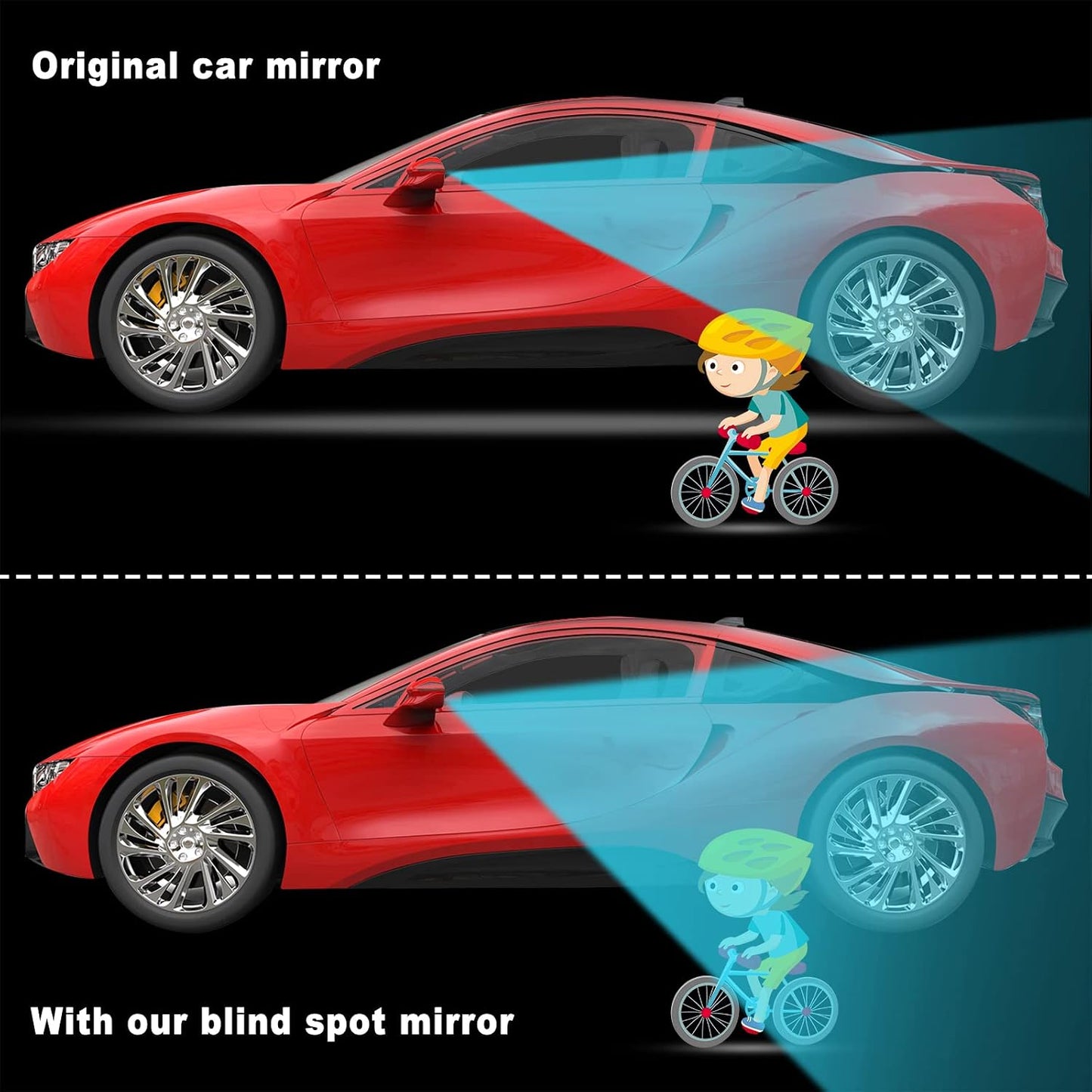 Mudder 4 Pcs Blind Spot Automobile Car Mirror Glass Frameless Convex Mirror Blindspot Side Blindspot Rearview Wide-angled Rear View Mirrors with Adjustable Stick for Suv Trucks Car Accessories