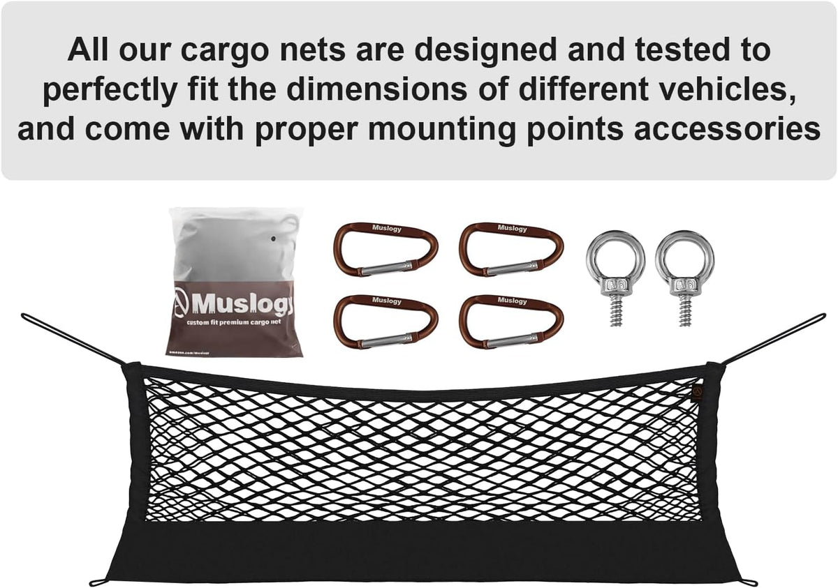 Muslogy Truck Bed Cargo Net Trunk Netting Compatible with 2023-2025 2026 Honda CR-V Accessories, Pickup Cargo Organizer SUV Sedan Storage Net w/Heavy Duty Carabiners - Colors A