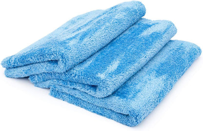The Rag Company - Eagle Edgeless 500 (4-Pack) Professional Korean 70/30 Blend Super Plush Microfiber Detailing Towels, 500GSM, 16in x 16in, Blue