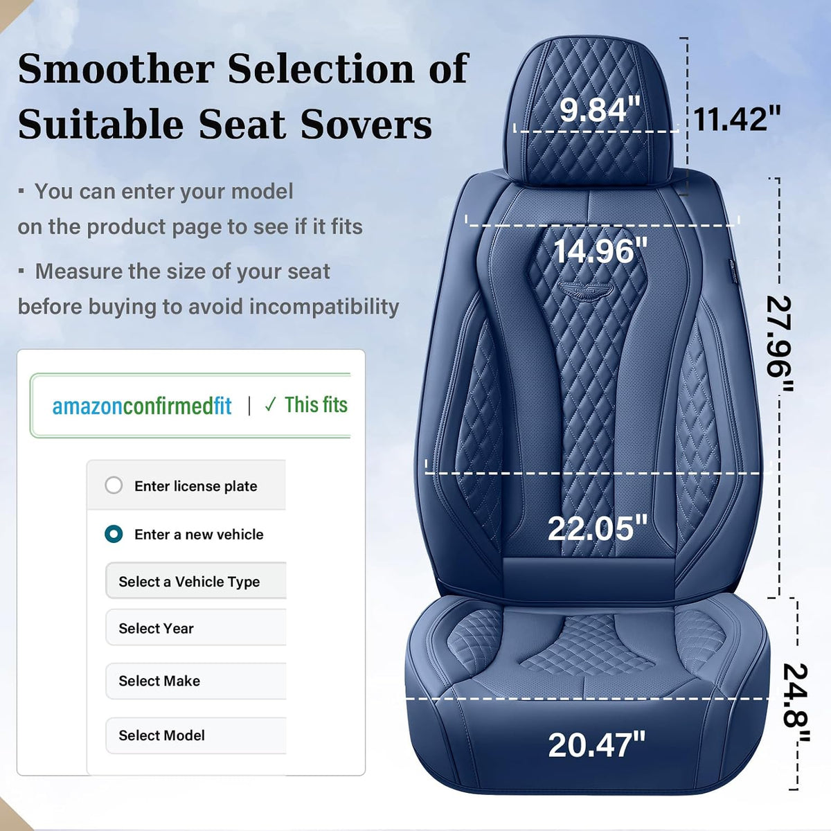 Coverado Seat Covers, Car Seat Covers Full Set, Black Car Seat Cover, Car Seat Covers Front Seats Back Seat Cover, Waterproof Car Seat Cushion, Leather Seat Covers Seat Protector Fit for Most Cars