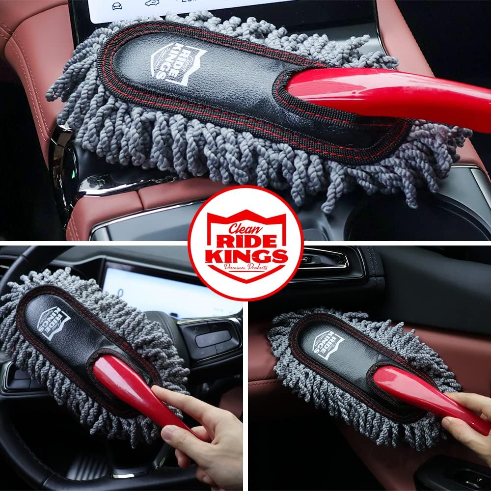 Car Duster Exterior Scratch Free,Car Dust Brush with Extendable Telescoping Handle to Remove Dust Pollen,Duster for Car,Truck,RV and Motorcycle,Large Auto Mop Duster Head, Wax Cotton Hair
