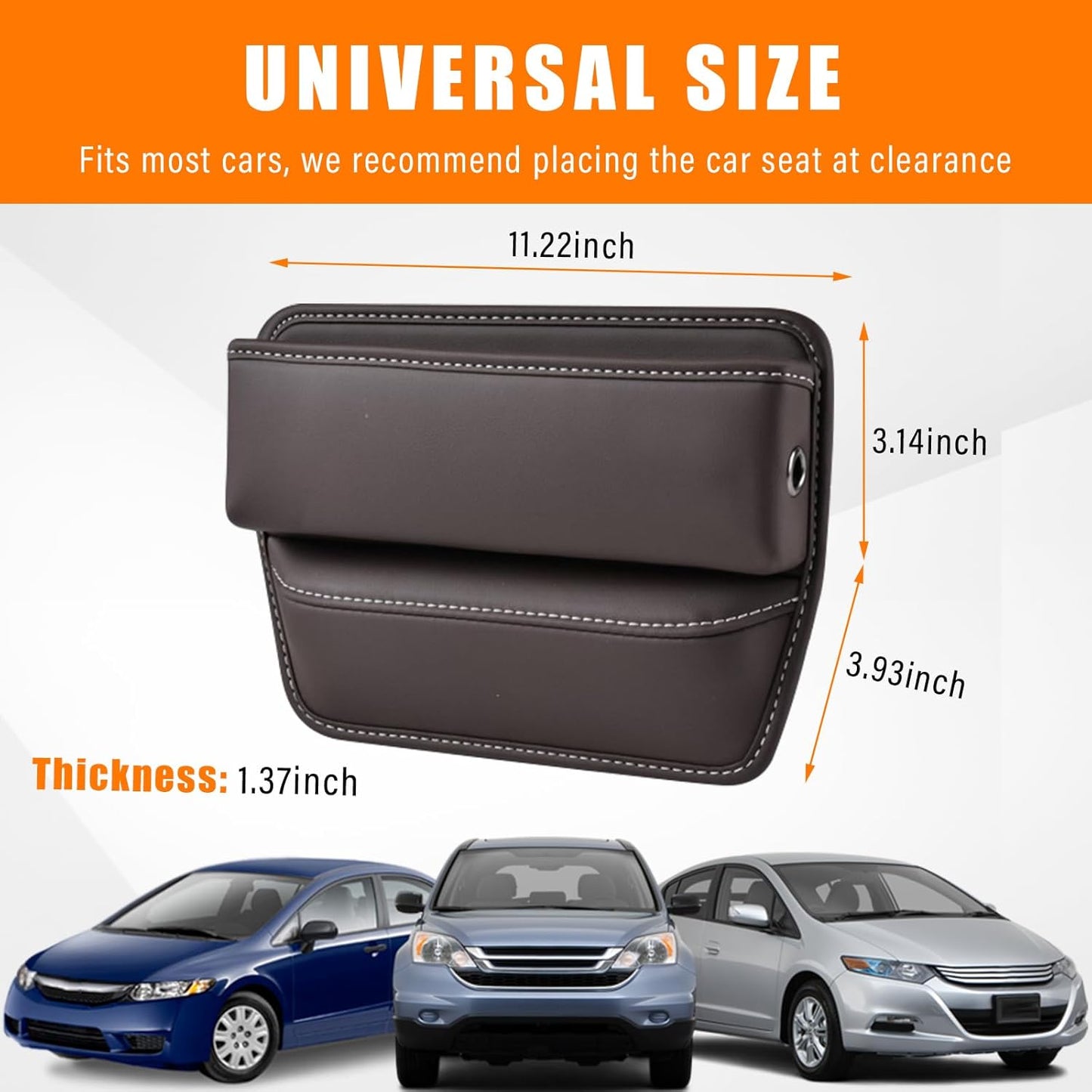 Ziciner Car Seat Gap Organizer, Premium Leather Auto Seat Storage Box, Vehicle Adjustable Front Seat Gap Filler, Car Seat Side Pocket Organizer for Phones, Glasses, Keys, Money, Cards (Black)
