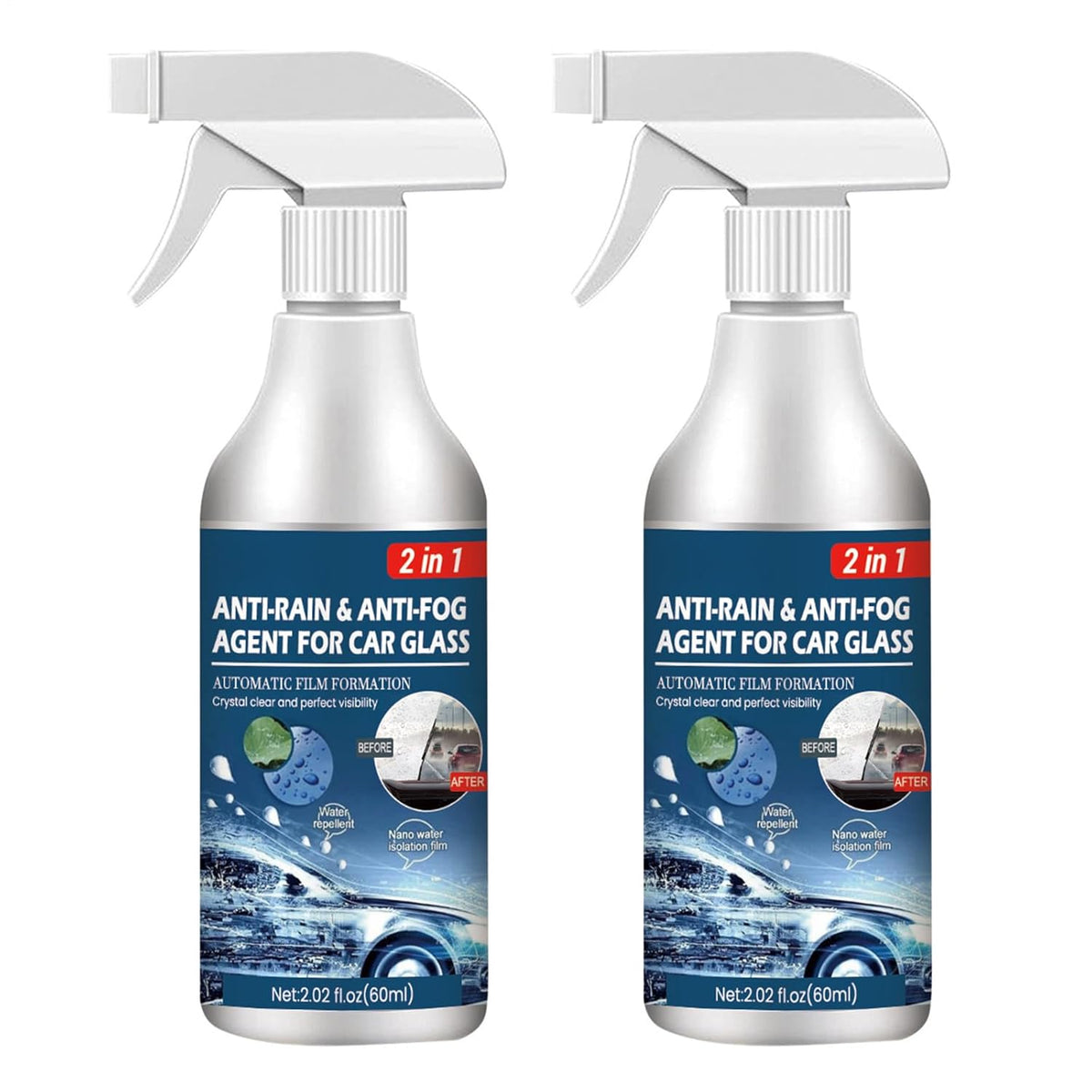 60ml Anti Fog Spray for Windshield, 1/2/3/5 Car Glass Waterproof Coating Agent, Auto Rain Agent Spray, Anti Fog Rain Prevention Spray for Car Interior Windscreen Mirrors Swimming Goggles