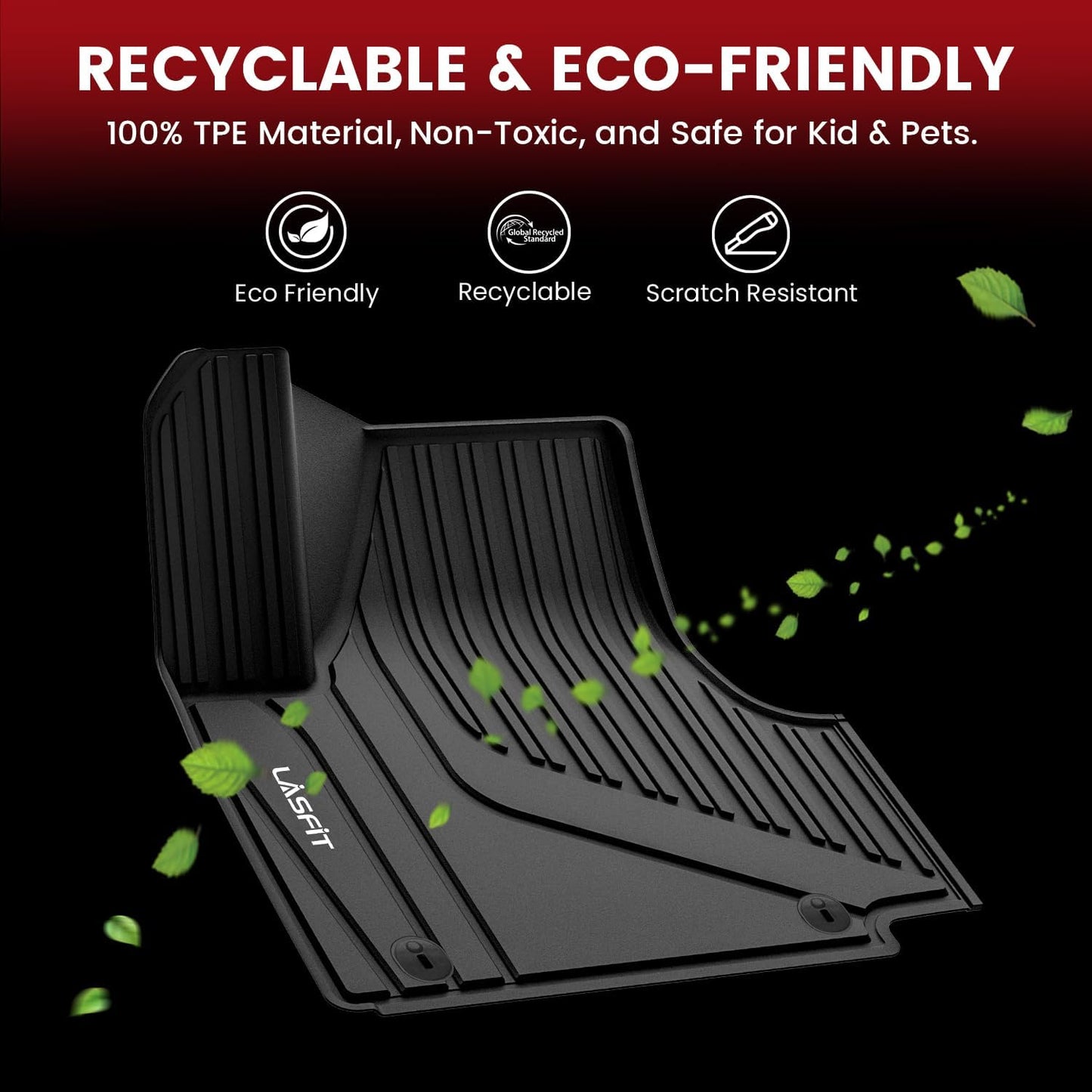 LASFIT Floor Mats Fits for Hyundai Sonata 2020-2026 (Only for FWD & Gas) & Kia K5 2021-2025 (Only for FWD) Custom Fit TPE All Weather Floor Liners Car Mats Accessories, Black