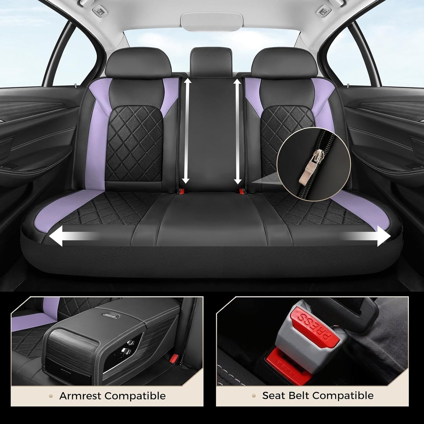 Coverado Car Seat Covers, Seat Covers Full Set, 5 Seats Automotive Seat Cover, Mesh Breathable Seat Protectors, Universal Fit for Most Cars