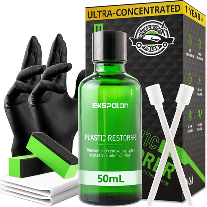 Plastic Trim Restorer for Cars 1.69 OZ (50ML), Black Trim Restorer,Hydrophobic Trim Ceramic Coating,Lasting Up to 12 Months+ with UV Protection,Restore Automotive Exterior Protectant