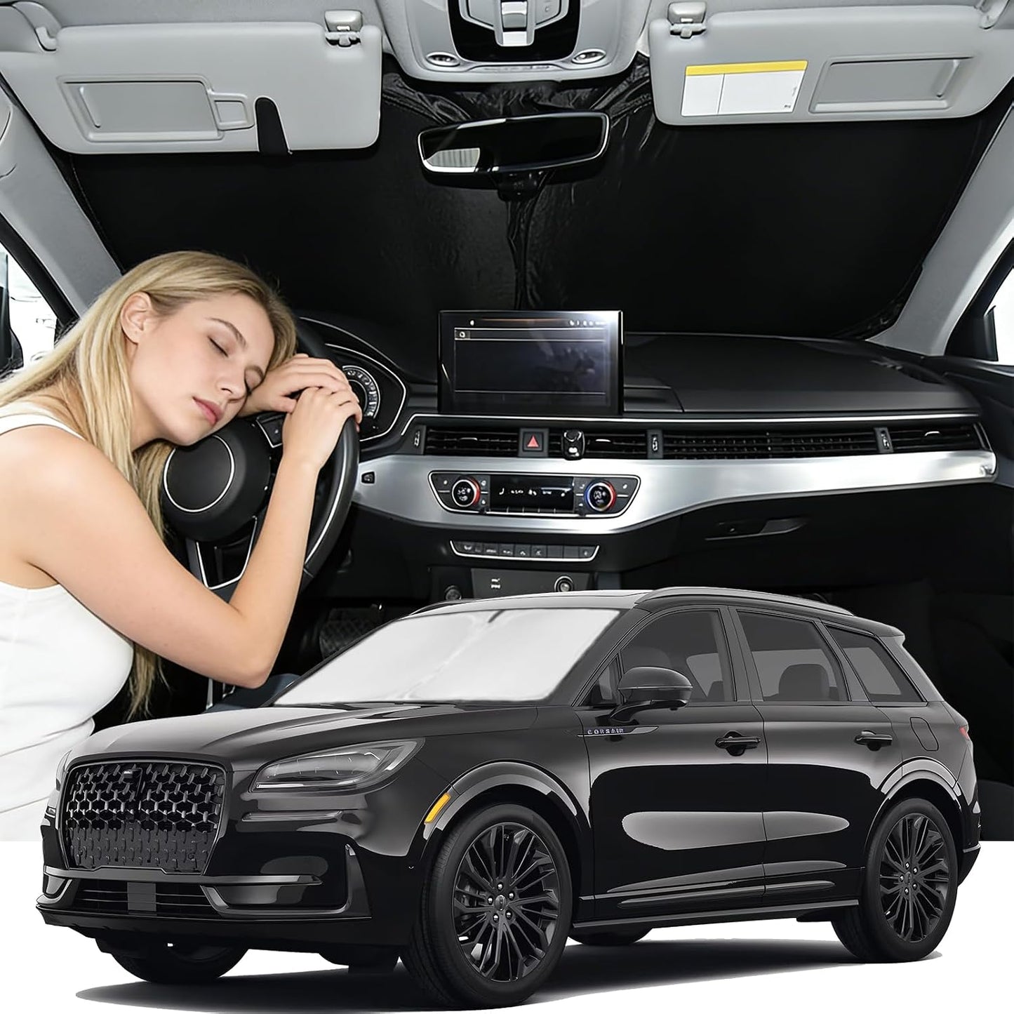 for Toyota Tacoma 2016-2023 2024 2025 2026 Sun Shade Sunshade Windshield Cover - 4 Layers Front Window Shade Custom Fit Tacoma 2Dr 4Dr Pickup Sun Visor 240T Shade Blocks UV Rays Car Accessories - Colors F