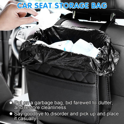 Mandark Car Seat Back Organizer, PU Leather Vehicle Backseat Hanging Storage Pocket, Multipurpose Auto Travel Essentials Accessories for Kids & Adults, Universal for Most Cars (Black)