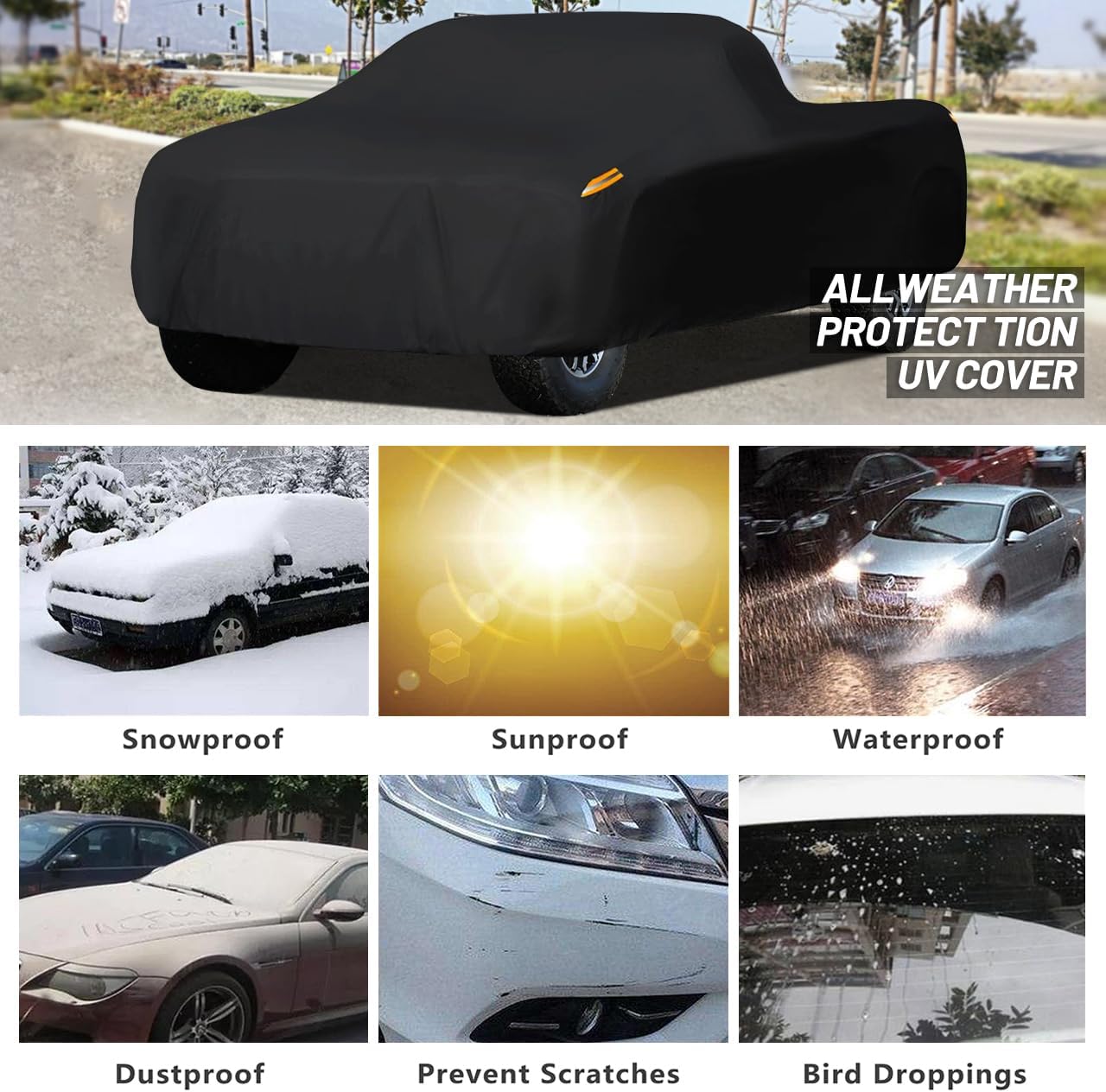 MORNYRAY Waterproof Car Cover All Weather Snowproof UV Protection Windproof Outdoor Full car Cover, Universal Fit for Sedan (Fit Sedan Length 194-206 inch, Blue)