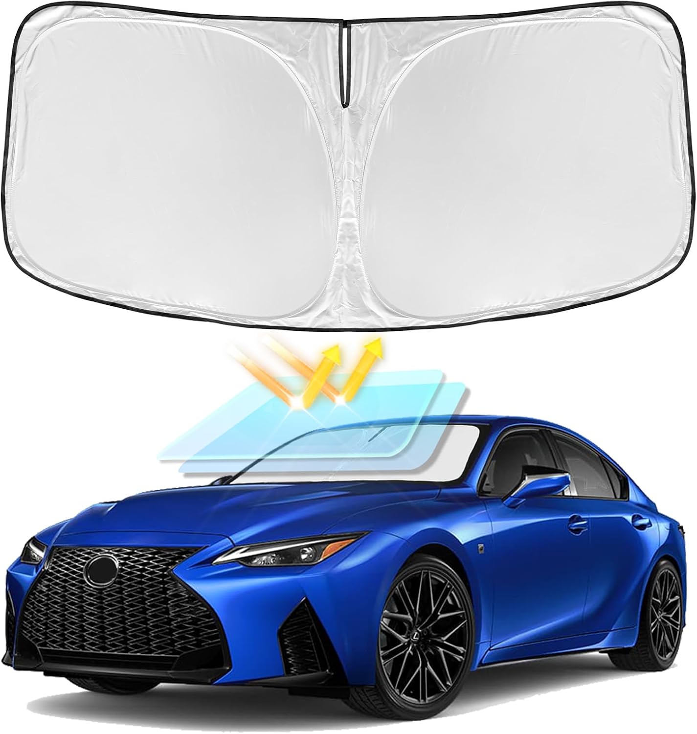 for Toyota Tacoma 2016-2023 2024 2025 2026 Sun Shade Sunshade Windshield Cover - 4 Layers Front Window Shade Custom Fit Tacoma 2Dr 4Dr Pickup Sun Visor 240T Shade Blocks UV Rays Car Accessories - Colors E