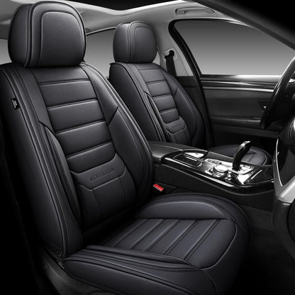 MINGBRON Car Seat Cover Full Set, Leather Car Seat Cover, Waterproof Seat Covers, Car Seat Cushion, Nappa Leather Seat Covers Car Seat Protector Universal Fit Most Cars Black