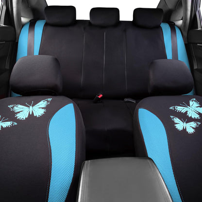Flying Banner Butterfly car seat Covers ful Set Fashion Universal Lady Woman Female Rear Bench Split Colorized (Pink, 2 Fronts - Lace)