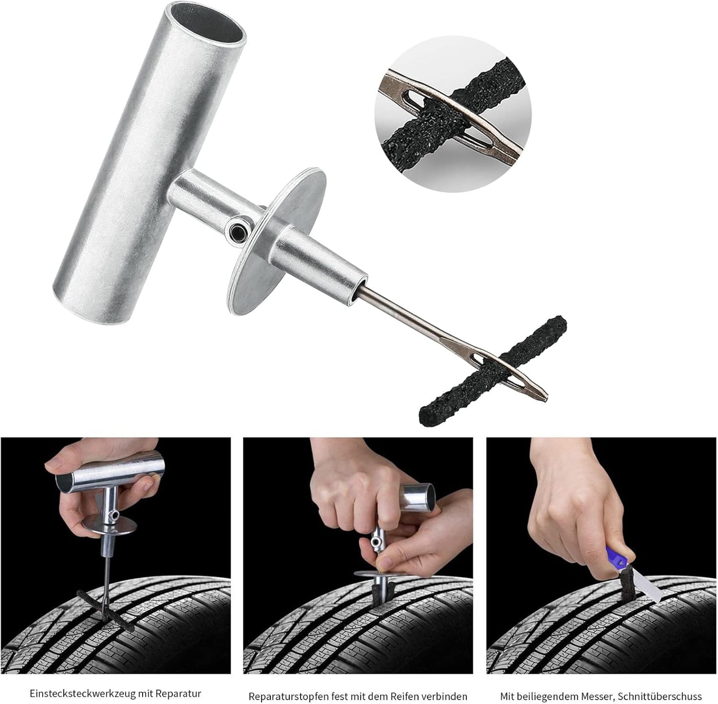 AUTOWN Tire Repair Kit - 68pcs Heavy Duty Tire Plug Kit, Universal Tire Repair Tools to Fix Punctures and Plug Flats Patch Kit for car Motorcycle, Truck, ARB，ATV, Tractor, RV, SUV, Trailer