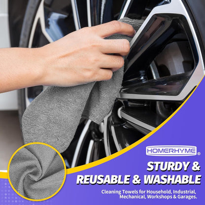 Microfiber Cleaning Cloth, 100 Pack Cleaning Rags Microfiber Towel Bulk Absorbent Lint-Free Wash Cloths, All-Purpose Shop Towels for Cars, Automotive, Garage, Home & Kitchen 11.5"*11.5"