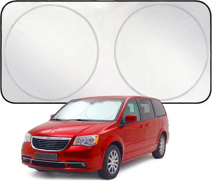 EzyShade Windshield Sun Shade with Shield-X Reflective Technology. See Size-Chart with Your Vehicle. Foldable 2-Piece Car Sunshades Reflect UV Sun and Heat and Protect Your Car. Standard (Medium) Size