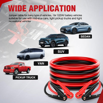 Nilight Jumper Cables for Car Battery 8 Gauge 12 FT Booster Cable Heavy Duty 250 A CCA with Carrying Bag Jump Start Emergency Kit Pickup Vans SUV Sedan Motorcycle