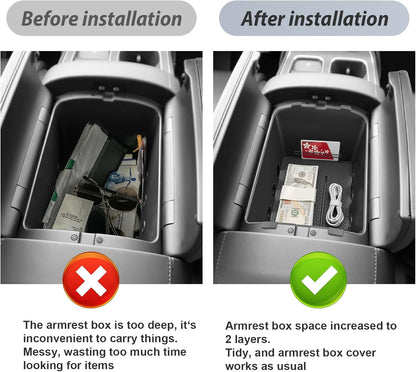 SKTU 2-Pack 2023 2024 2025 2026 Lexu s RX350 Center Console Organizer for 2023-2026 Lexu s RX350/RX450h/RX500h Console Tray 2023 2024 2025 2026 RX350 Accessories with Sunglasses Holder [Double Layers]