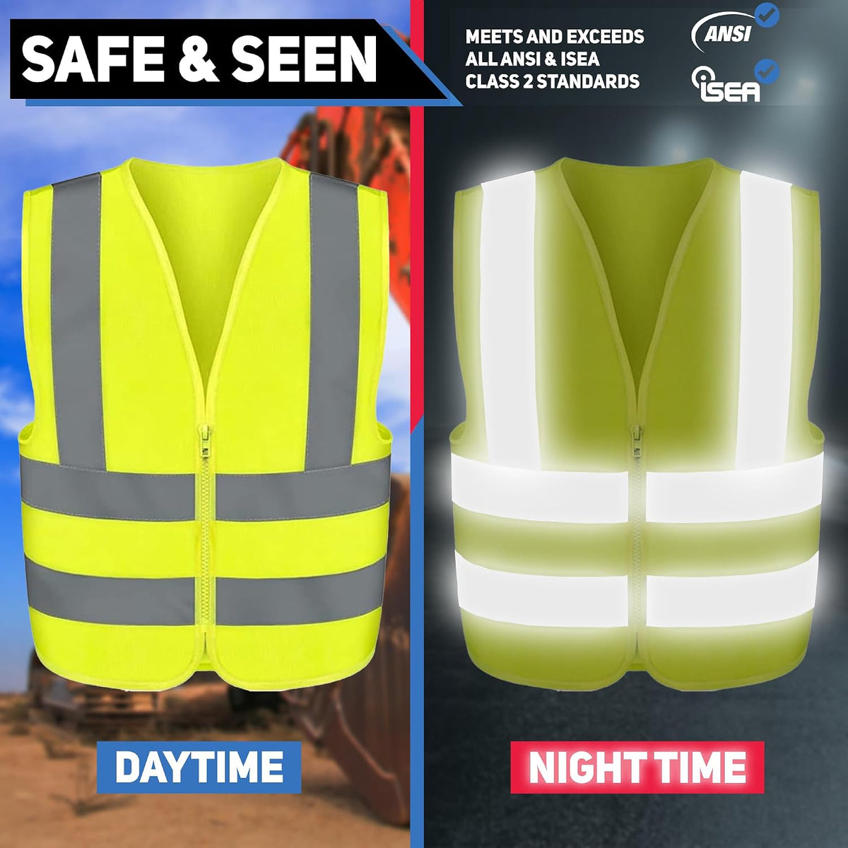 Neiko High Visibility Safety Vest, ANSI Class 2, No Pocket
