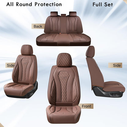 Coverado Seat Covers, Car Seat Covers Full Set, Black Car Seat Cover, Car Seat Covers Front Seats Back Seat Cover, Waterproof Car Seat Cushion, Leather Seat Covers Seat Protector Fit for Most Cars
