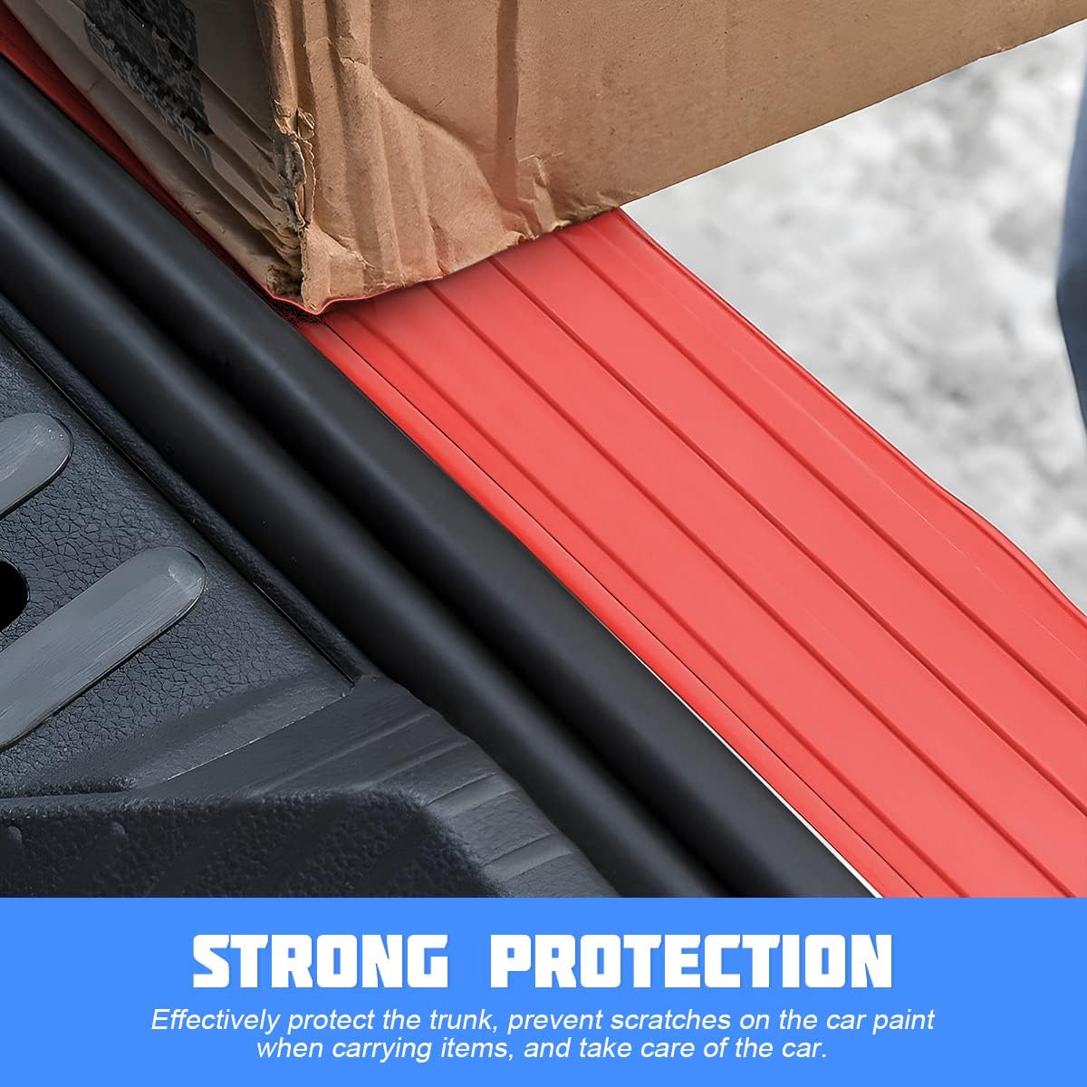 Car Rear Bumper Protector Guard, Anti-Scratch Abrasion Rubber Trunk Door Entry Sill Guard, Non-Slip Vehicle Trim Cover Protection Strip, Car Accessories for Most Cars and SUV (Black/Red/35.4" x2.7)