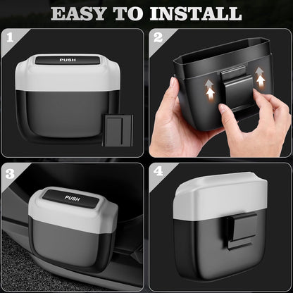 2 Packs Car Trash Can with Lid，Built-in Storage Garbage Bag，Leakproof Vehicle Trash，Car Accessories for Interior,Mini Garbage Bin for Automotive, Office, Kitchen,Bedroom，with 60pcs Trash Bags