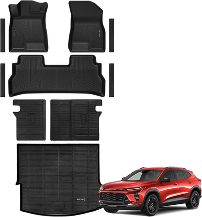 Floor Mats & Cargo Liner & Backrest Mat for 2024 2025 2026 Chevrolet/Chevy Trax All Weather Protection TPE Rubber Full Set Automotive Floor Liners Accessories, Odorless Anti-Slip, Black