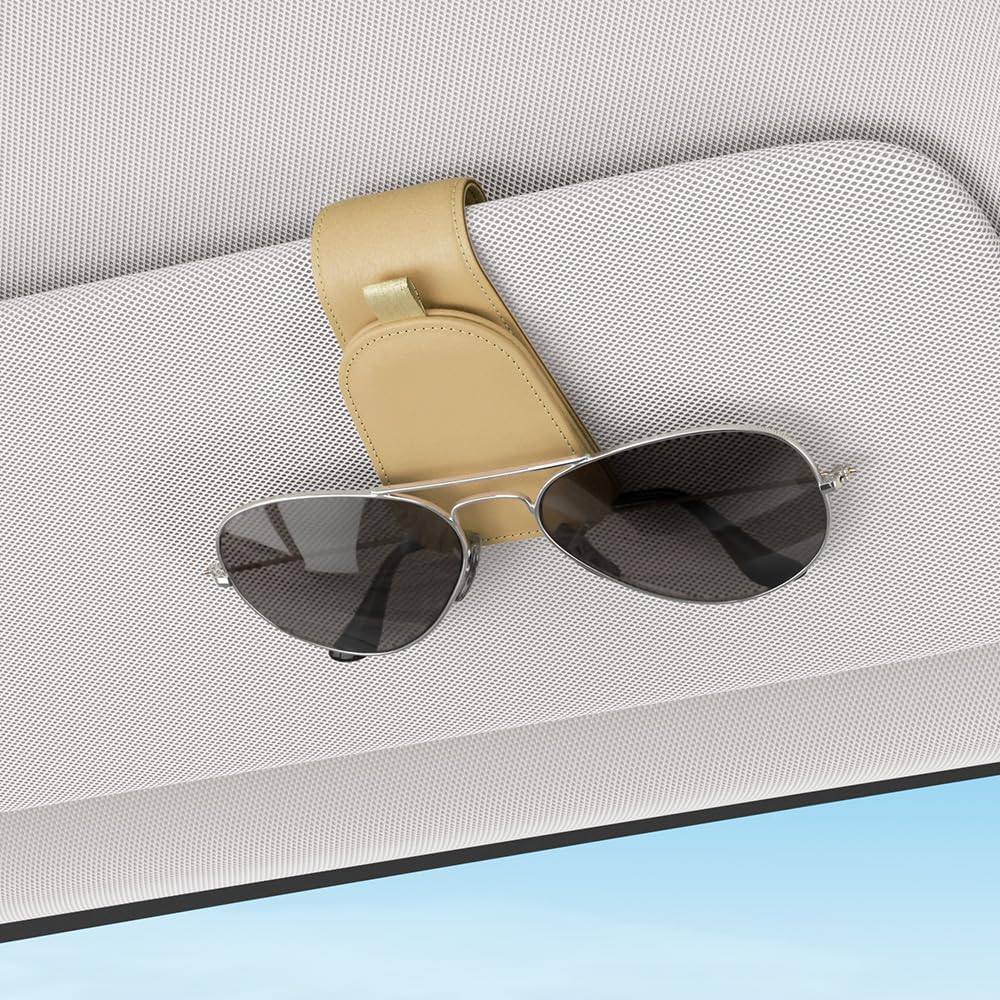 Sotfamily Sunglass Holder for Car Visor, Suede Cloth Magnetic Sunglass Organizer for Car Accessories, 2 Packs, Black