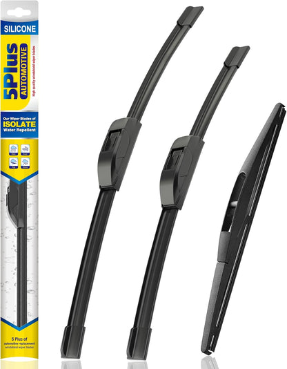 5 PLUS® Silicone Windshield Wipers Replacement for 2019-2024 Toyota RAV4/ 2006-2015 Mazda 5 Wiper Blades(Set of 3), Windshield Wiper Blades For My Car-26"/16"/12" - Colors A