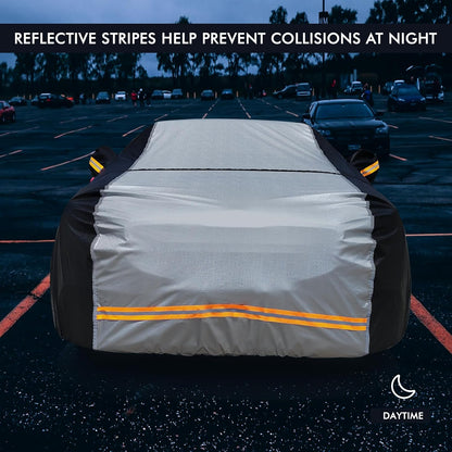 6 Layers Car Cover Waterproof All Weather Car Cover Waterproof All Weather, Outdoor Full Exterior Cover Rain Sun UV Snowproof Protection with Zipper Cotton for SUV (185-190inch)
