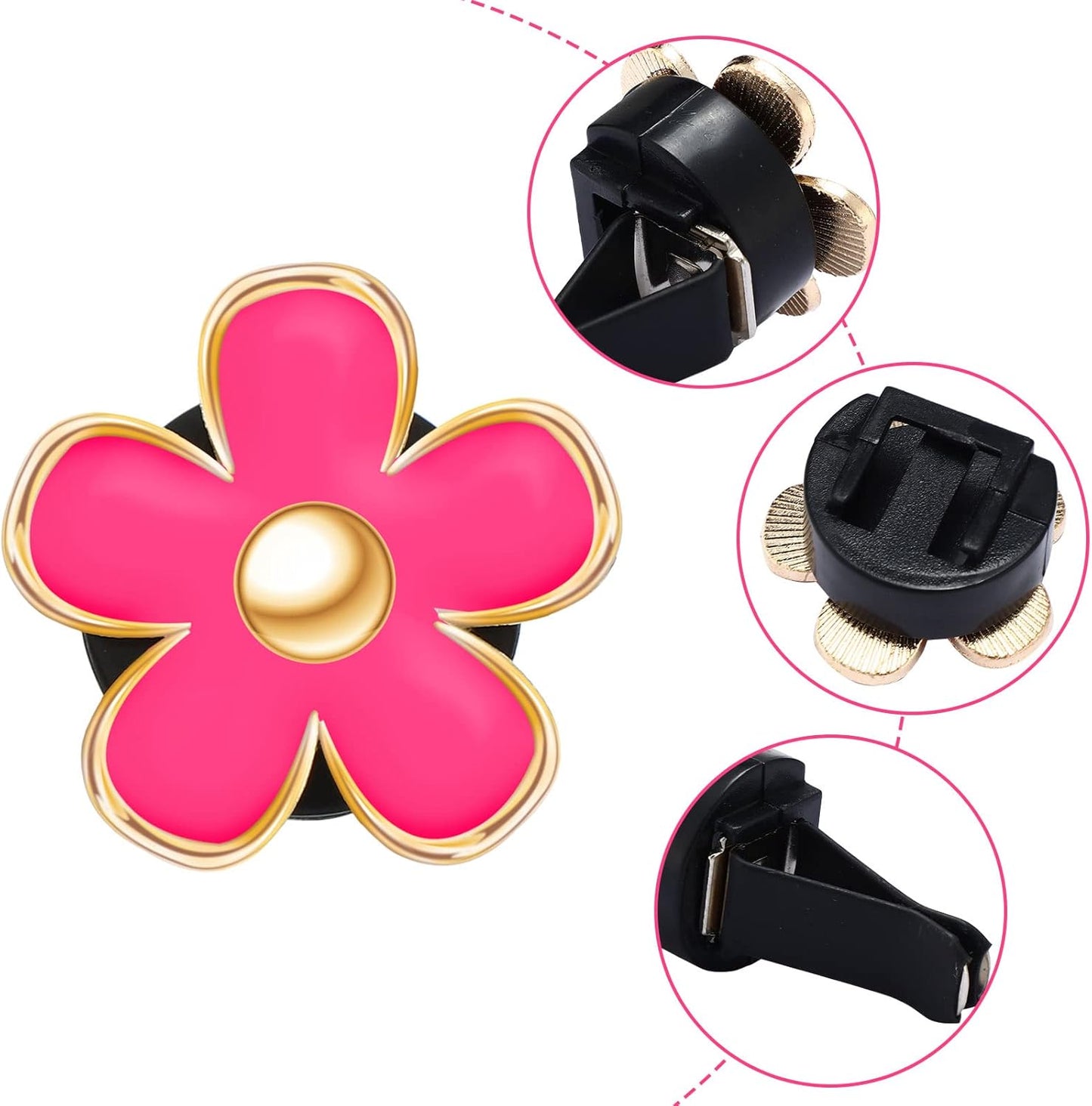 Frienda 6 Pcs Daisy Flower Air Vent Clip Accessories Air Conditioning Outlet Clip Car Air Freshener Dashboard Accessories Charm Car Inter Decor(3 cm, 3.3 cm,White)