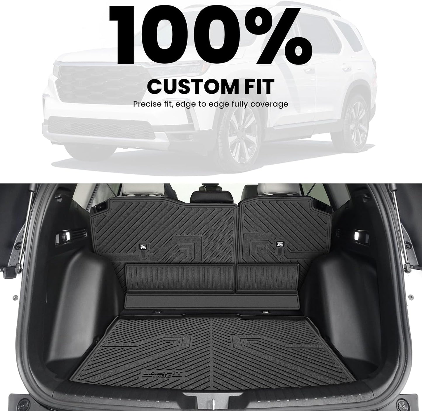 LASFIT Floor Mats for Honda CR-V 2026 2025 2024 2023 (Gasoline & Hybrid & e:FCEV), All Weather TPE Custom Fit Anti-Slip Pet Friendly Car Liners, 1st & 2nd Row Black