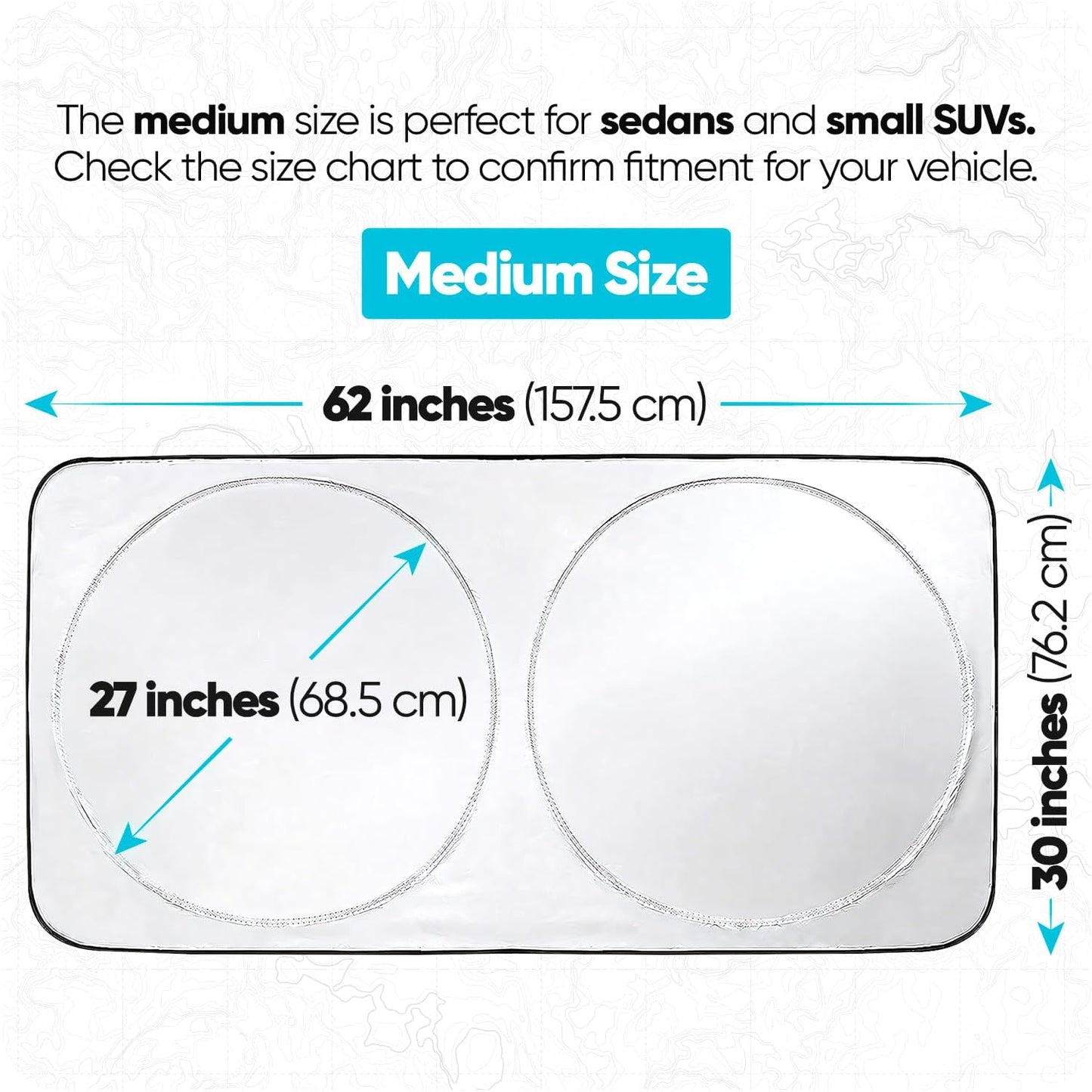 FORTEM Car Sun Shade for Windshield, Reflective Windshield Sunshade, 240T Polyester, Automotive Interior Sun Protection, Ultimate Heat and UV Shield, Foldable, Storage Bag