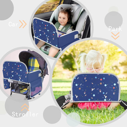 MENZOKE Kids Travel Tray for Toddler Car Seat, Road Trip Activities for Kids with iPad Holder Stand & Dry Erase Board, Road Trip Essentials Accessories Lap Tray as Travel Gifts for Kid, Pink
