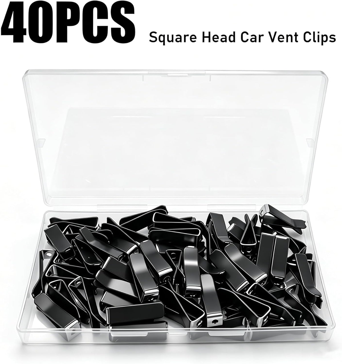 Dianrui 40PCS Black Square Head Car Vent Clips, 9mm Auto Air Conditioner Outlet, Air Freshener for Car Office Home